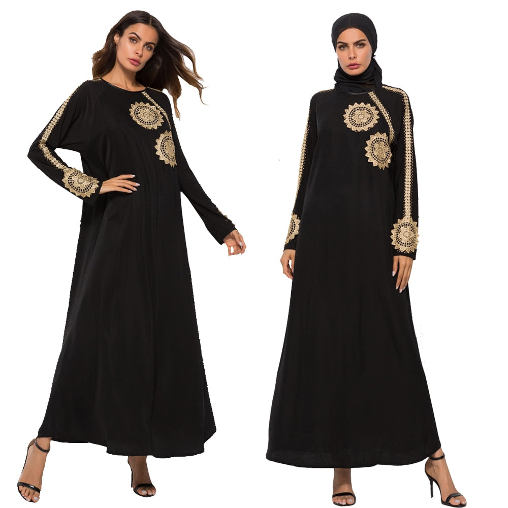 Dubai Muslim Women Abaya Long Sleeve Dress Jilbab Vintage Kaftan Islam Arab Robes