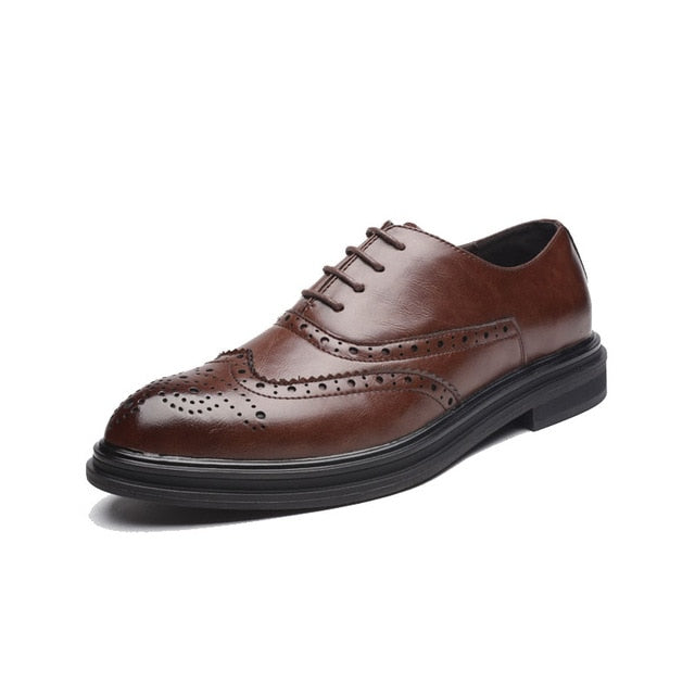 DXKZMCM Men Leather Shoes Handmade Men's Dress Brogue Shoe Classic Loafers Footwear Business Party Office Wedding