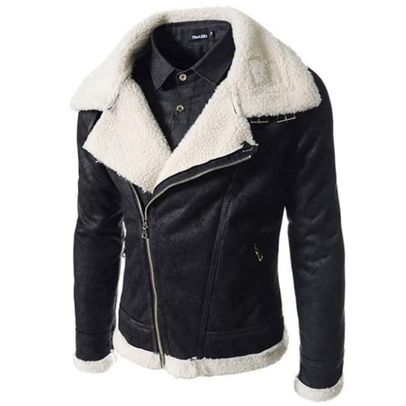 NEW Waterproof Faux Leather Lambskin Slim Collar Mens Leather Coat