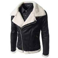 NEW Waterproof Faux Leather Lambskin Slim Collar Mens Leather Coat