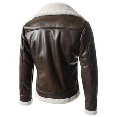 NEW Waterproof Faux Leather Lambskin Slim Collar Mens Leather Coat