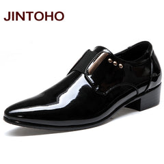 JINTOHO Men Dress Italian Leather Shoes Slip On Fashion Men Leather Moccasin Glitter Formal Male Shoes Pointed Toe Shoes For Men