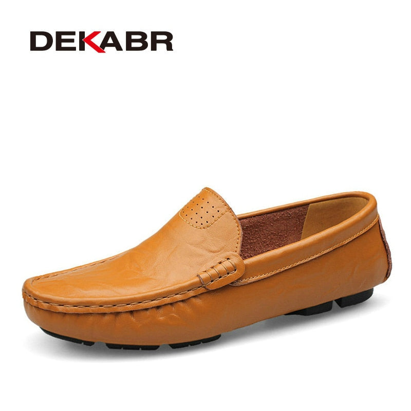 DEKABR Big Size 36~50 High Quality Genuine Leather Men Shoes Soft Moccasins Loafers Fashion Brand Men Flats Comfy Driving Shoes