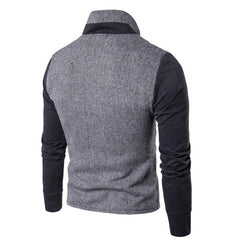 Spring Hoodies Men Long Sleeve Patchwork  Hoodie Jacket V neck Jackets Coats