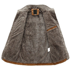Men&#39;s Warm Winter Jacket Leather Coat Fur Parka Fleece Jacket Slim Coat