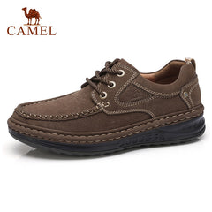 Camel Autumn Winter Genuine Leather Men's Shoes Lace-up Man Outdoor Casual Shoes Thick Bottom Stitch Non-slip Male Shoes
