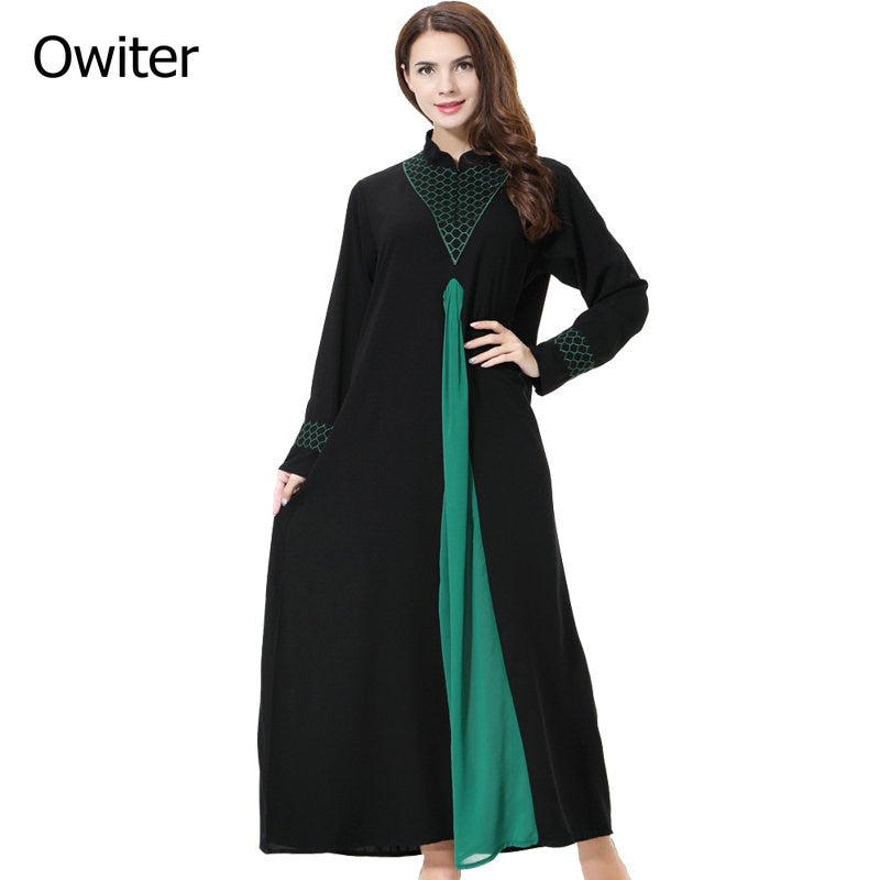 Muslim Women Long sleeve Dubai lace Dress maxi abaya jalabiya islamic women dress clothing Moroccan fashion embroidery