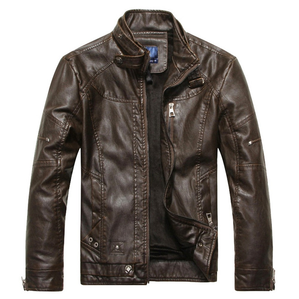Autumn Moto Vintage Mens Jackets Coat Motorcycle PU Male Leather Jacket Men Casual Stand Collar Slim Fit lether