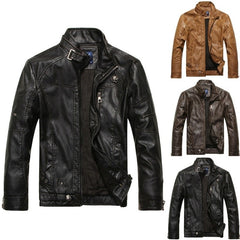 Autumn Moto Vintage Mens Jackets Coat Motorcycle PU Male Leather Jacket Men Casual Stand Collar Slim Fit lether