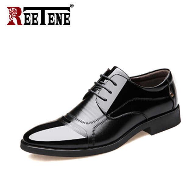 REETENE 2018 Formal Shoes Men Pointed Toe Men Dress Shoes Leather Men Oxford Formal Shoes For Men Fashion Dress Footwear 38-48