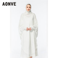 Aonve Hijab Abaya Women Islamic Body Head Covering Kaftan Muslim Eid Festival Prayer Clothing Femme Formal Robe Musulmane Caftan