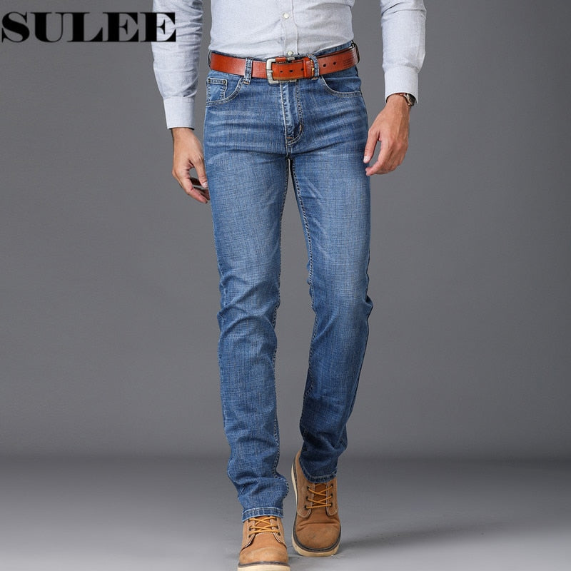 2018 New Arrival Fashion High stretch Jeans Men's Jeans Slim Water-washed Blue Straight Jeans Retro men Denim jeans