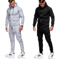 Men's Tracksuit Set Long Sleeve Zipper Hoodies Sweatshirt & Bottoms Jogging Trousers Sweatpant Gym S-XXL Black Grey Sports Suit