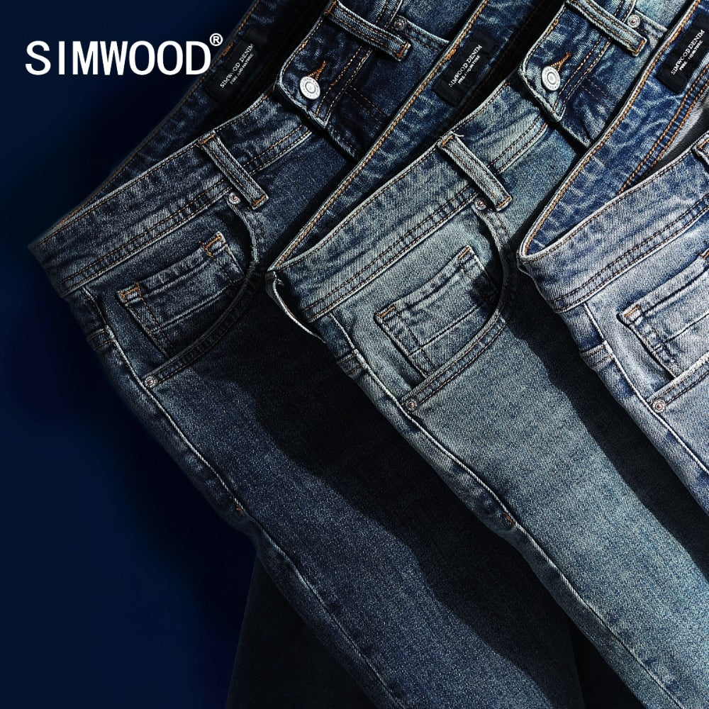 SIMWOOD 2018 New Jeans Men Classical Jean High Quality Straight Leg Male Casual Pants Plus Size Cotton Denim Trousers  180348