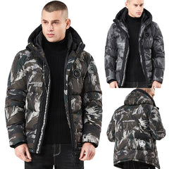 Men's Winter Hoodie Camouflage Printing Thickened Cotton Outwear Jacket Coat