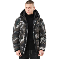 Men's Winter Hoodie Camouflage Printing Thickened Cotton Outwear Jacket Coat