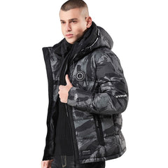 Men's Winter Hoodie Camouflage Printing Thickened Cotton Outwear Jacket Coat
