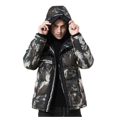 Men's Winter Hoodie Camouflage Printing Thickened Cotton Outwear Jacket Coat