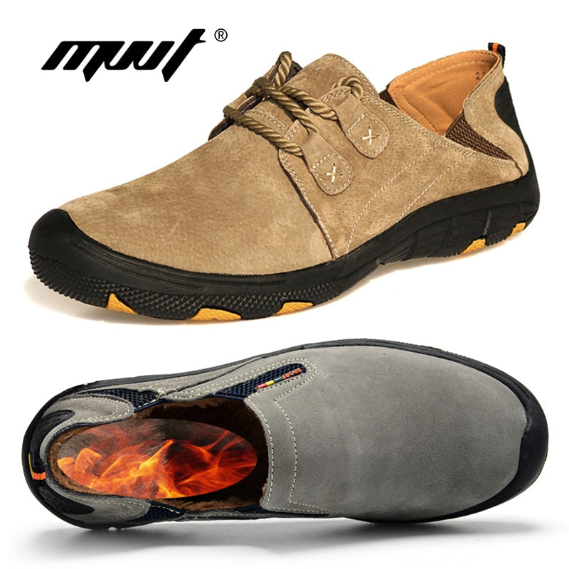 MVVT Comfort Genuine Leather Casual Shoes Men Loafers Suede Men Winter Shoes Breathable Outdoor Training Shoes Walking Zapatos
