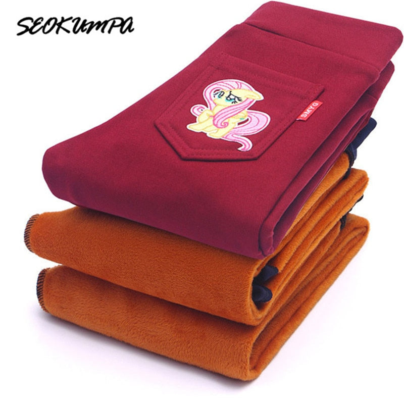 2017 Fashion Winter Children's Clothing Skinny Full Length Thicken Trousers Casual Pencil Girls Leggings Girl Pants Wholesale