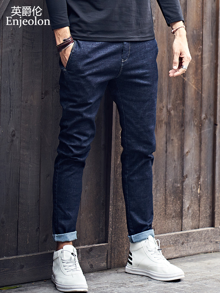 Enjeolon brand top qualiry high-quality full length jeans men fashion long trousers Straight jeans males Causal Pants KZ6141