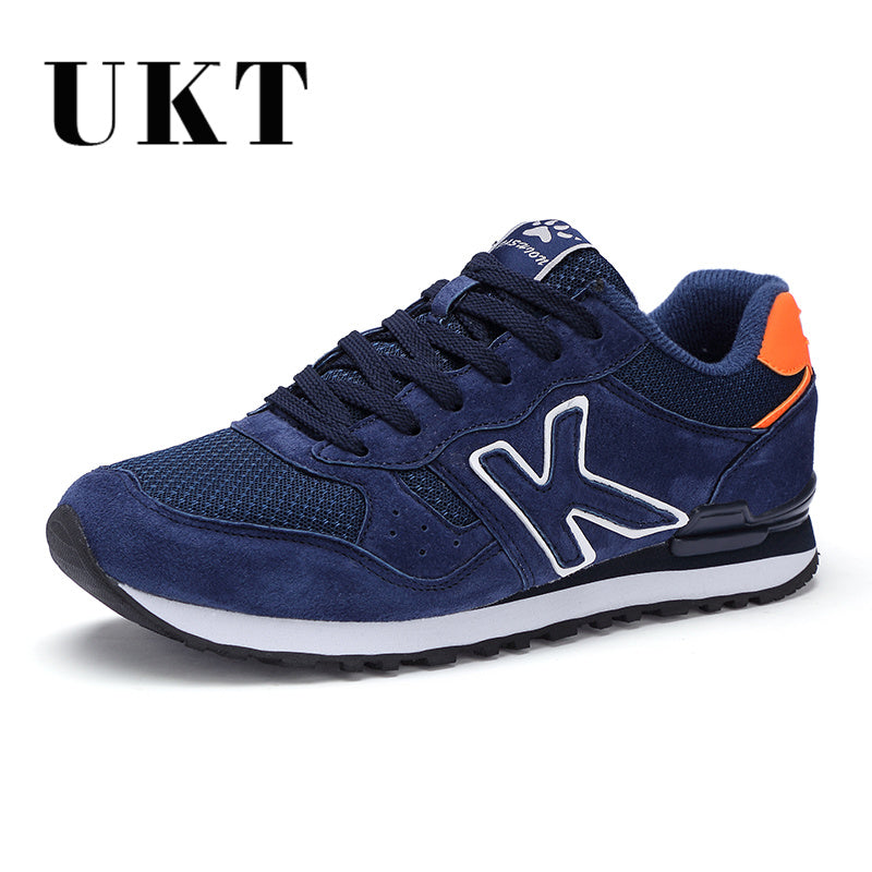 UKT Light Men Running Shoes Spring Autumn Artificial Genuine Leather Breathable Sport Shoes Cushioning Lace Up Man Sneakers