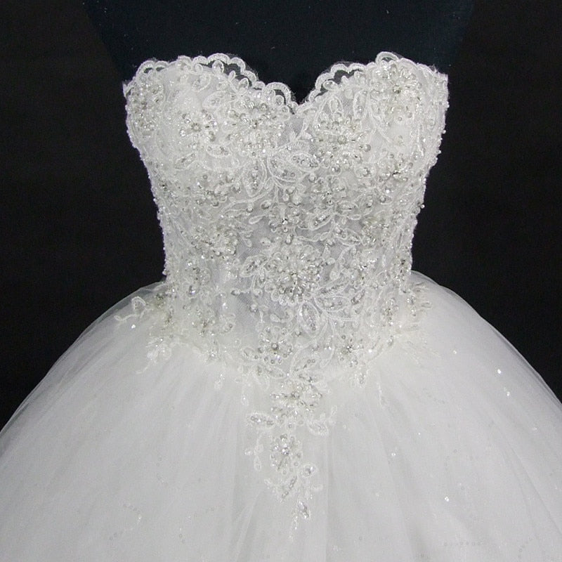QQ Lover 2019 High Quality Elegant Luxury Lace Wedding Dress Vintage Bandage Plus Size Ball Gowns Vestido De Noiva