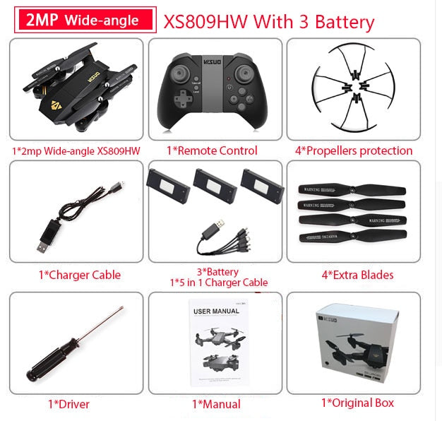 Visuo XS809W Mini Foldable Selfie Drone with Wifi