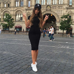 1pcs Womens Dress Vestido Short Sleeve Slim Bodycon Dress Tunic Crew Neck Casual Pencil Dress New Arrival