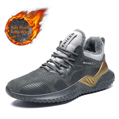 SUROM Winter Men Sneakers Breathable Add Plush Warm Running Shoes Comfortable Fashion Male Outdoor Sport Shoes zapatillas hombre