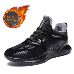 SUROM Winter Men Sneakers Breathable Add Plush Warm Running Shoes Comfortable Fashion Male Outdoor Sport Shoes zapatillas hombre