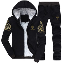 FGKKS Winter Thick Hooded Men Set Casual Warm Mens Tracksuit Outwear Men's Hoody Coat Suits Jacket+Sweatpants Sets