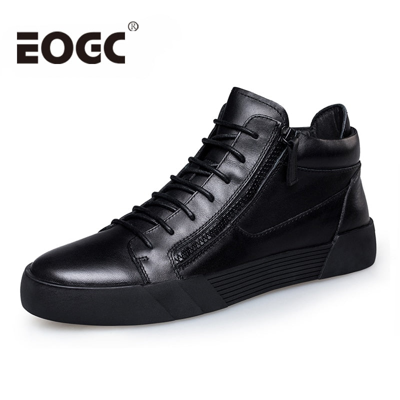 Retro Style Men Shoes 2018 Genuine Leather casual shoes Lace-up black shoes for Men's Ankle Boots keep warm winter boots shoes