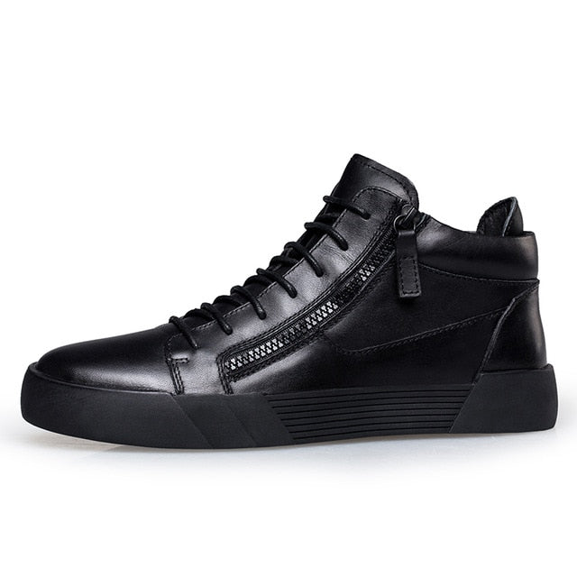 Retro Style Men Shoes 2018 Genuine Leather casual shoes Lace-up black shoes for Men's Ankle Boots keep warm winter boots shoes