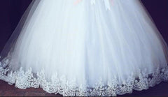 JIERUIZE White Lace Appliques Ball Gown Cheap Wedding Dresses Off The Shoulder Short Sleeves Bridal Dresses Wedding Gowns