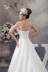 2019 White / Ivory Luxury Vestido De Noiva Robe De Mariage Bridal A Line Satin Applique With Train Wedding Dresses YN 9504