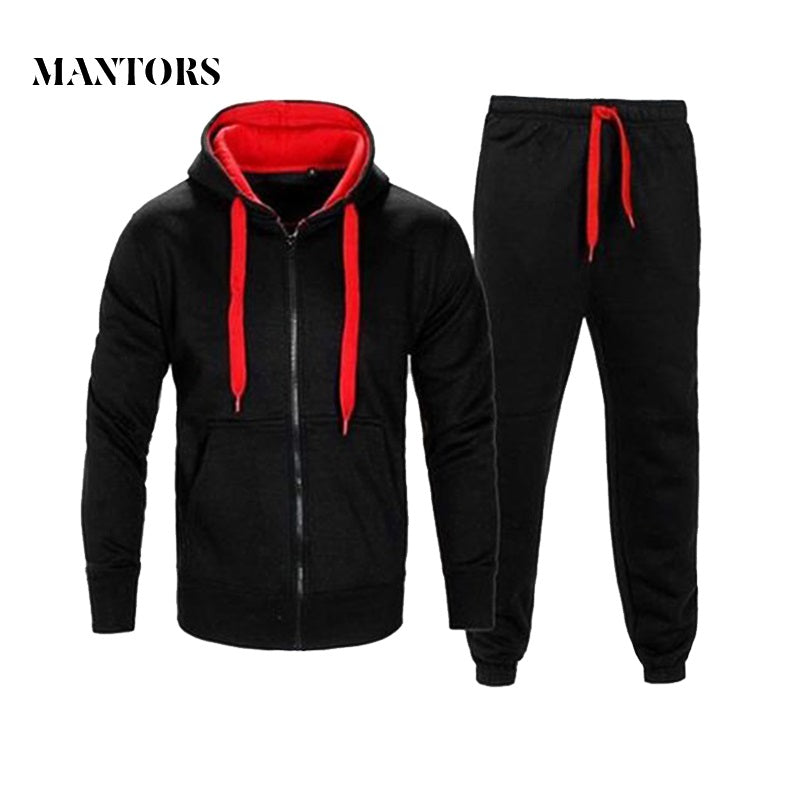 Autumn Winter Men Hoodies Set 2018 Brand Male Casual Solid Tracksuit Zipper Hooded Sweatshirt Jacket +Sweatpants Mens Tracksuit