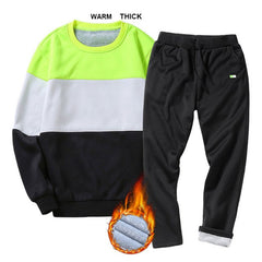 LBL Winter Tracksuits Men Set Bodybuilding 2018 Sporting Mens Sweatpants Striped Sweatshirts Sets Thick Track Suit Male Clothing