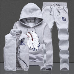 LBL Casual Men Tracksuit Sets Fleece Jacket Vest Pants 3 Pieces Sets Winter Autumn Pullover Hoodie Set Man Women Tracksuits Male