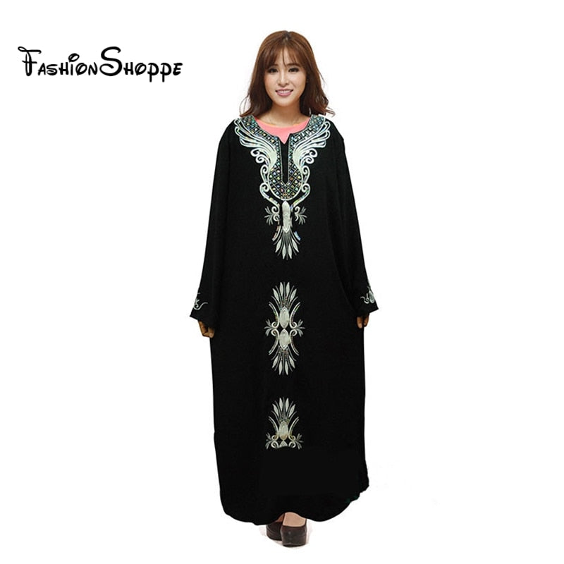1pcs/lot free shipping Muslim black abaya islamic clothing for women embroidery dubai kaftan robe dress turkish abaya 4 Colors