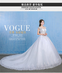 Luxury Plus Size Wedding Dress Elegant Lace Appliques V-neck Beading Wedding Gowns 2019 Crystal Lace Up White Vestido De Noiva