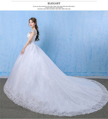 Luxury Plus Size Wedding Dress Elegant Lace Appliques V-neck Beading Wedding Gowns 2019 Crystal Lace Up White Vestido De Noiva