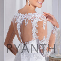 Vestido de Noiva 2019 Cheap Long Sleeve Lace Chiffon Wedding Dress Custom Made See Through Back Wedding Gowns Robe de mariee