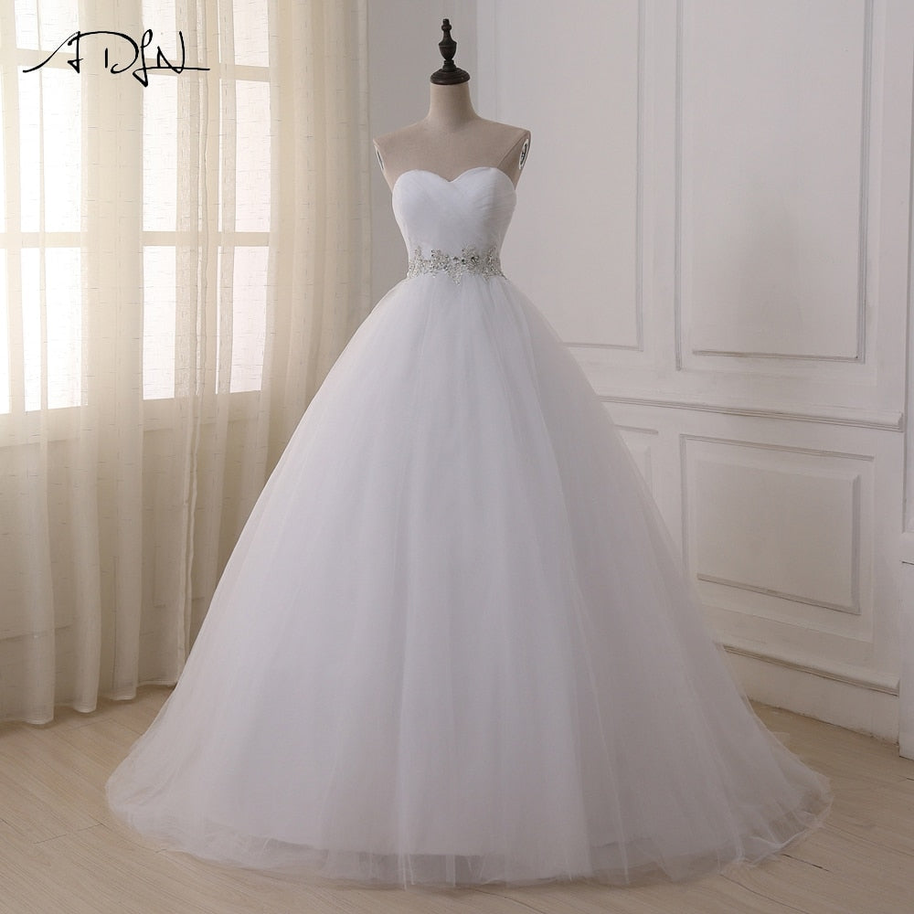 ADLN Stock Wedding Dresses Vestidos de novia Sweetheart Sweep Train Lace Applique Corset Wedding Dress Gowns Robe De Mariage