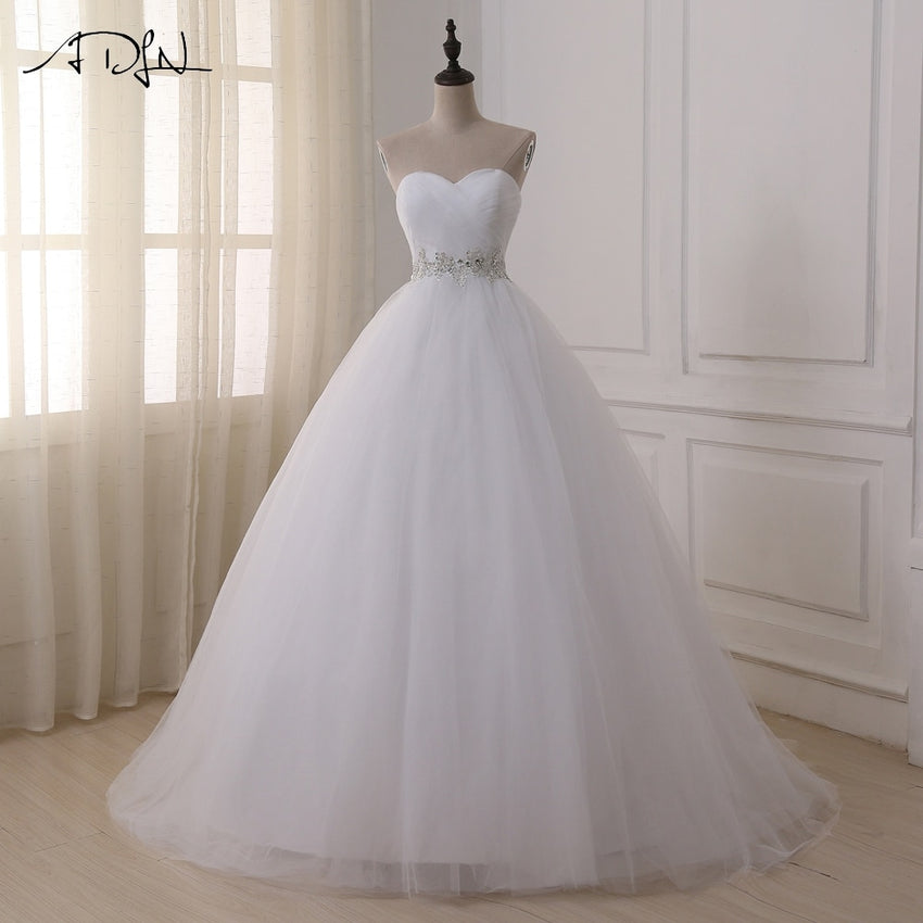 ADLN Stock Wedding Dresses Vestidos de novia Sweetheart Sweep Train Lace Applique Corset Wedding Dress Gowns Robe De Mariage