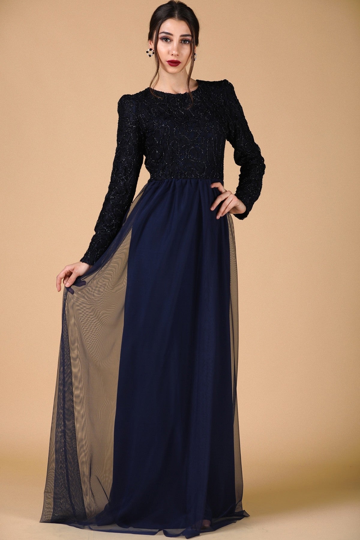 Navy Blue Evening Dress