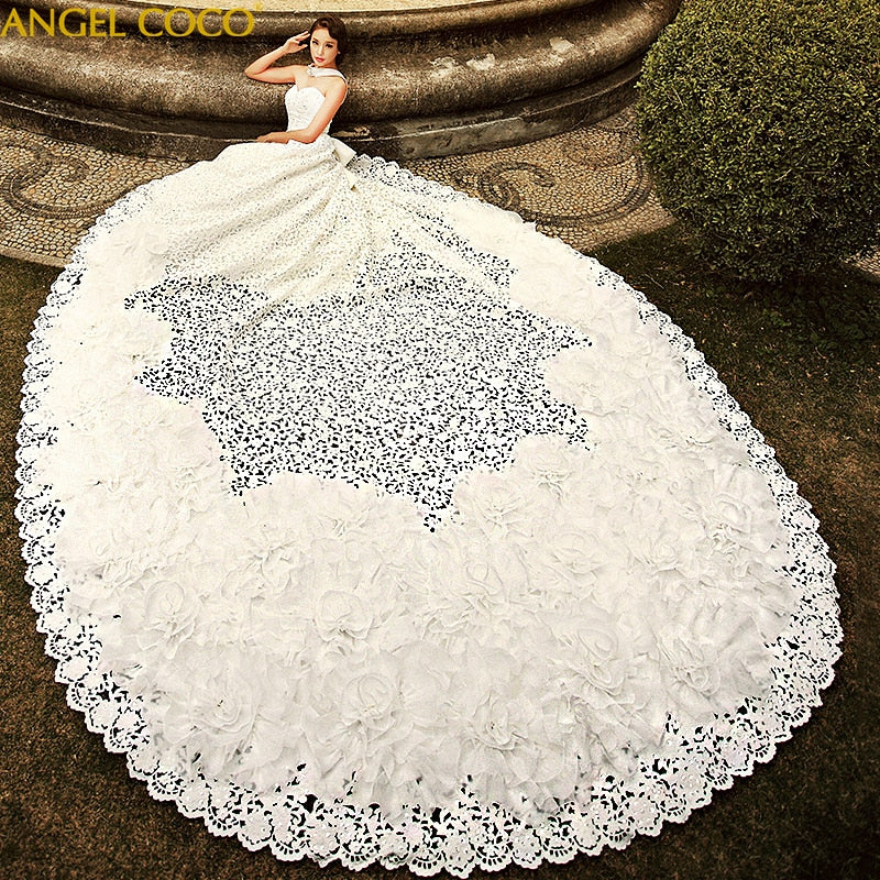 Saudi Arabia Luxury Wedding Dresses Hollow Embroidery Cathedral Train Beads Sexy Wedding Dress 2019 Robe De Mariee Bridal Gown