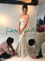 Vintage Lace Mermaid Wedding Dress Turkey Vestido de Novia Sequin Lace Sheer Bridal Gowns Robe mariee Sexy Wedding Dresses 2019
