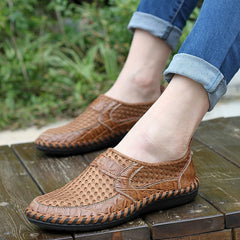 2019 Men shoes breathable genuine leather casual shoes men brand soft