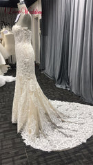 2019 New Fashion Mermaid Appliques Wedding Dress Long Train Beading Bridal Gown robe de mariee Lace Sleeveless Wedding Gown